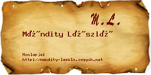 Mándity László névjegykártya